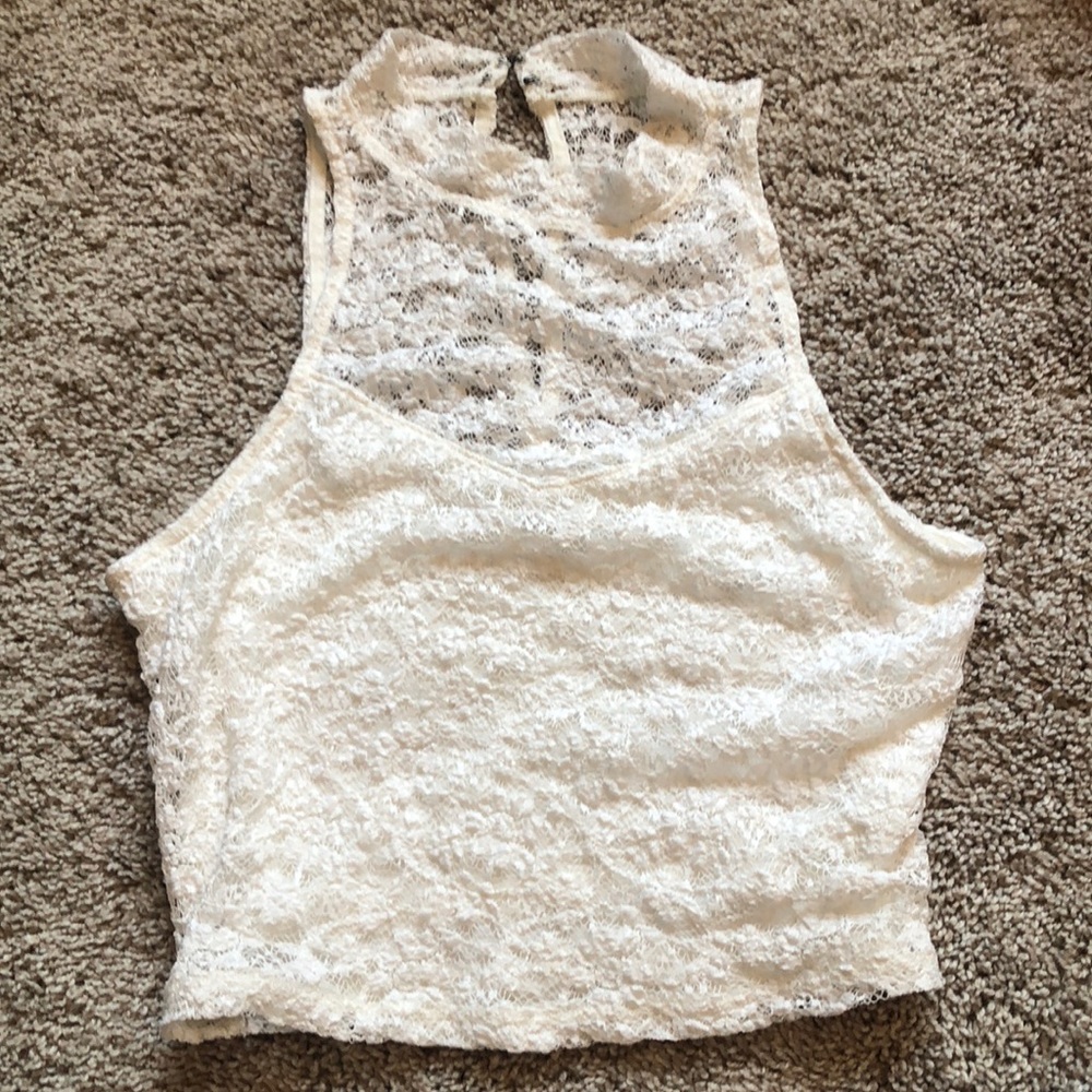 White lace halter top